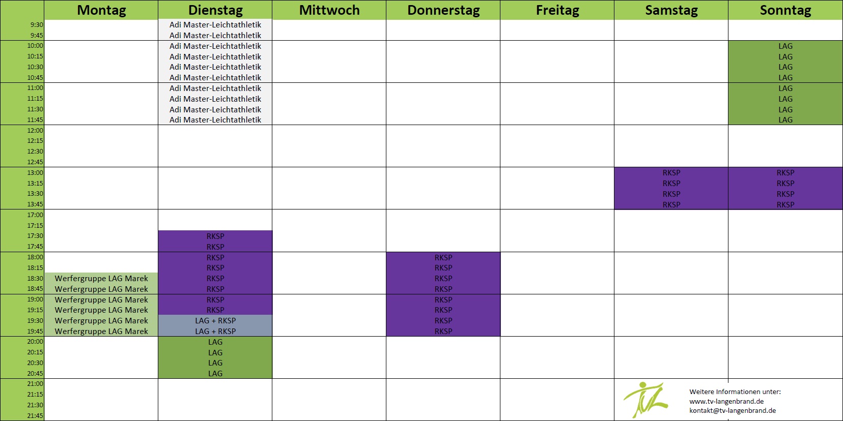 Belegungsplan Kraftraum Winter 2024